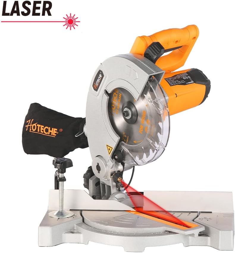 HOTECHE 7-1/4-Inch Miter Saw 7.5A Compound Single Bevel Chop Saw with Laser and Blade for Wood and Metal Working - Image 5